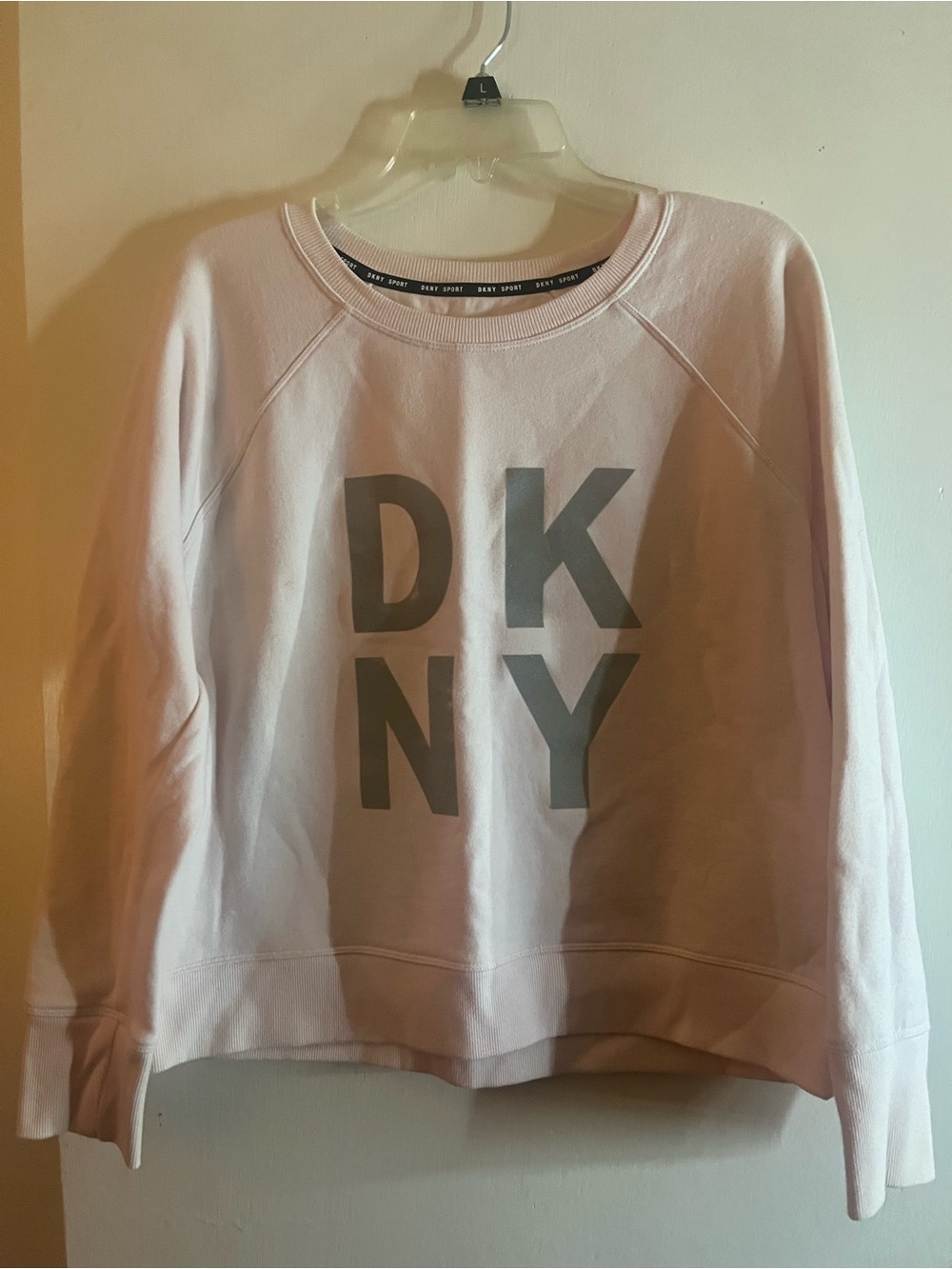 DKNY Pink Crewneck Sweatshirt with Gray Logo